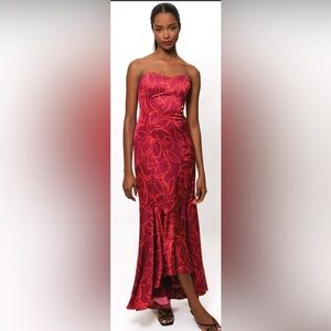 Hutch Strapless Red Floral Dress